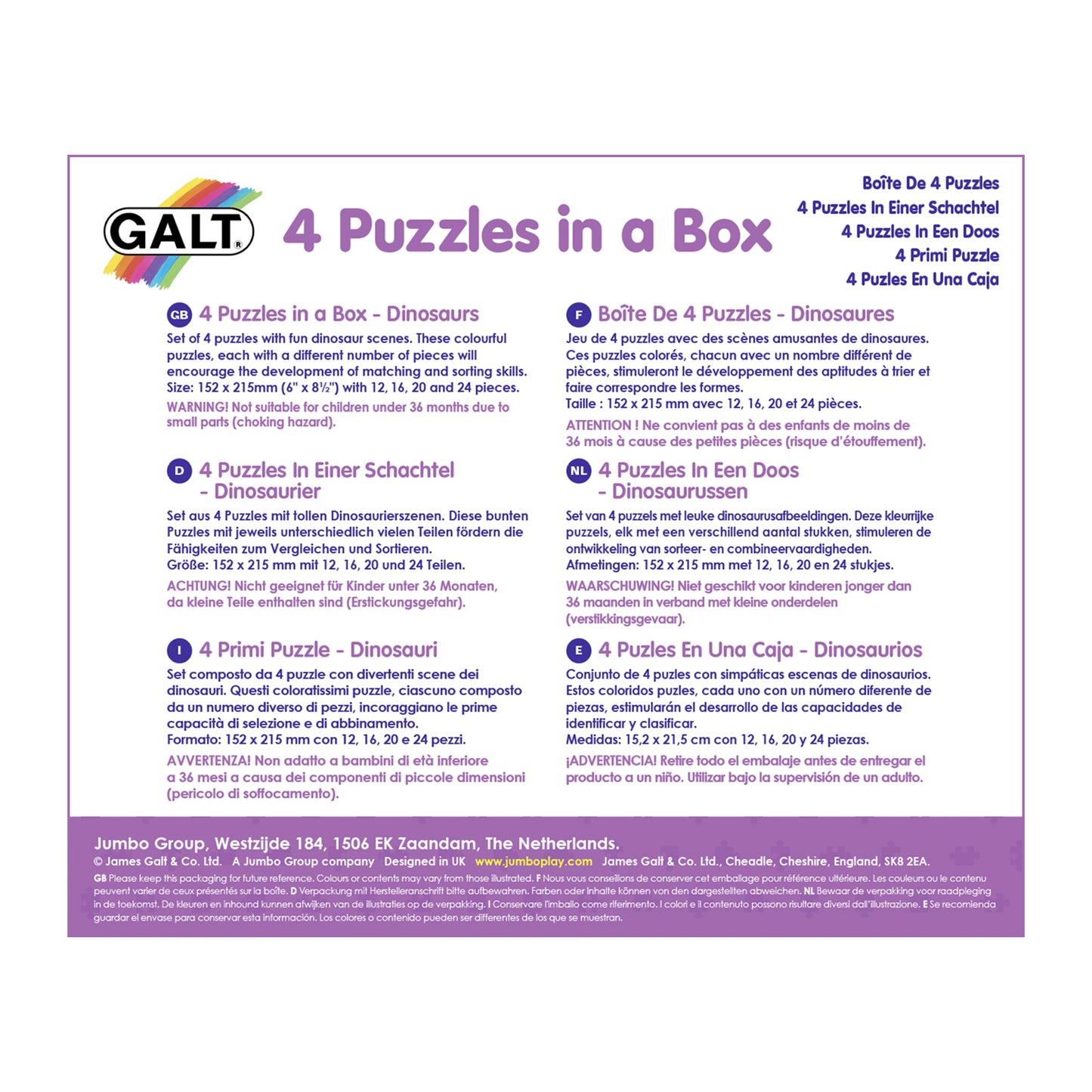 4 Puzzles in a Box - Dinosaurs