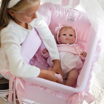 La Nina - Cuna con dosel Polka Dot Pink